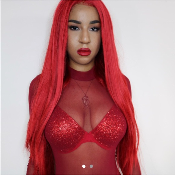 ❌SOLD❌SHEER BURGUNDY BODYSUIT - Picture 1 of 3